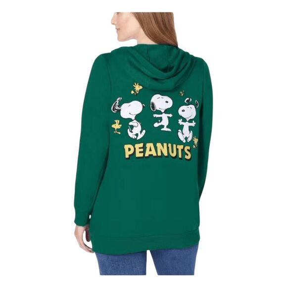 Peanuts Tops - Peanuts Hybrid Apparel Snoopy Fleece Hoodie Sweatshirt Green Zip-Up M